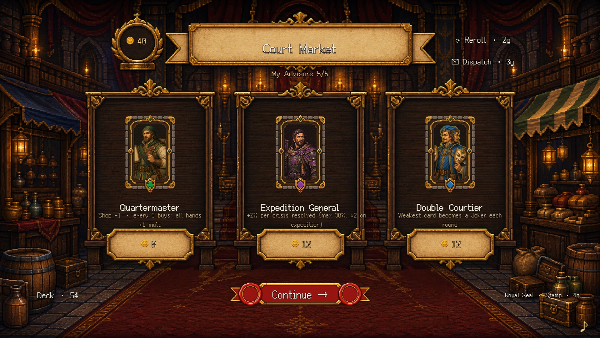 Three advisors in the royal court market