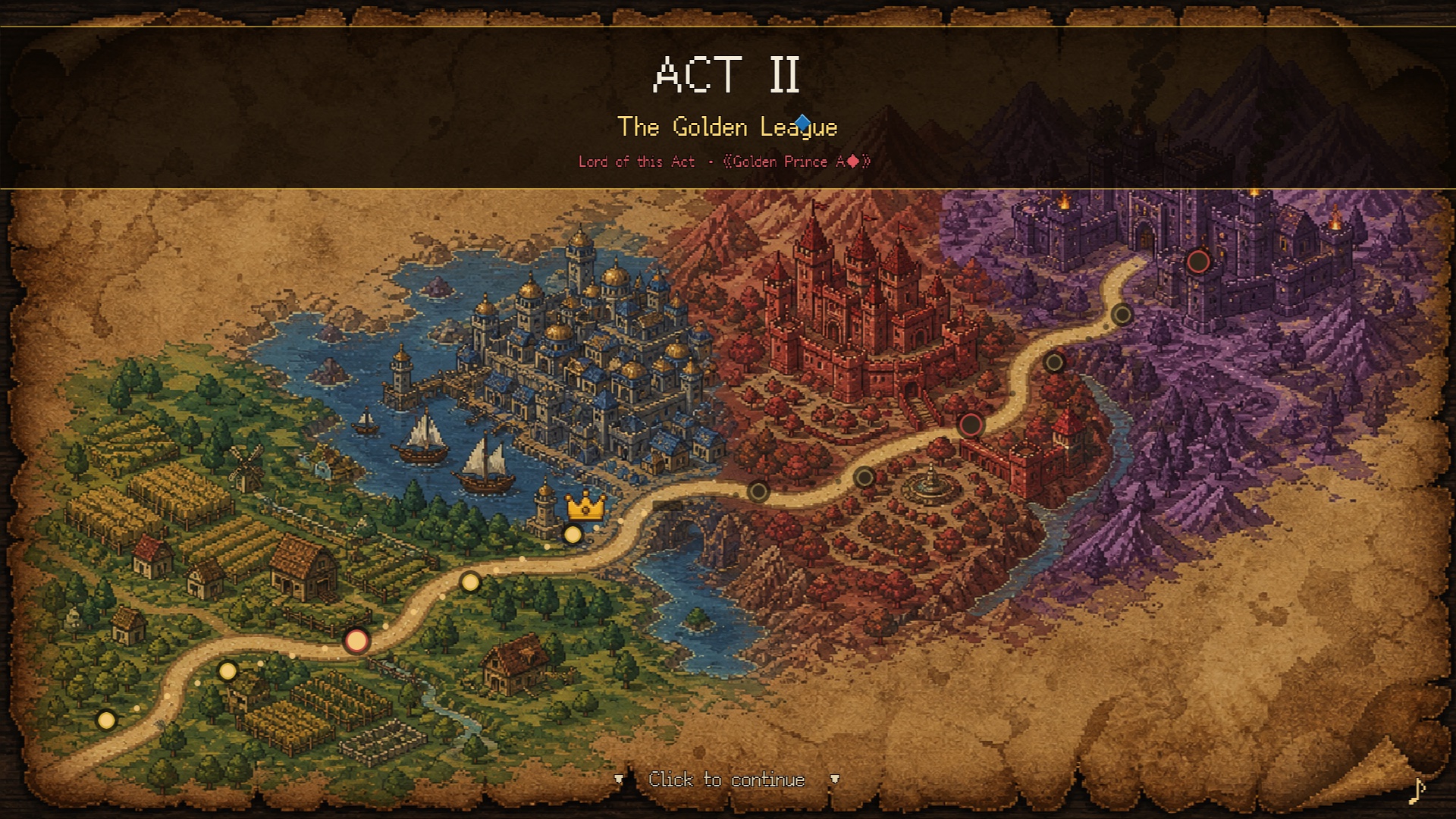 The campaign map across the four realms of Four Crowns